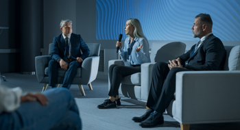 speakers at a corporate convention